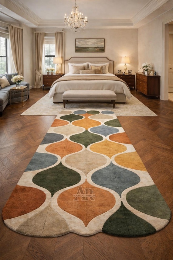 Handgetufteter Wollteppich Moderne Geometrische Teppich Läufer Teppich Schlafzimmer Wohnzimmer Dekor
