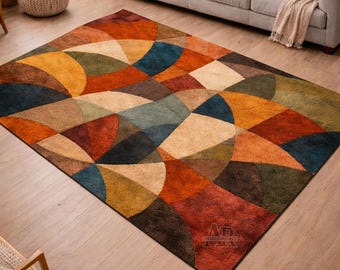 Hand Tufted Wool Modern Abstract Area Rug Large Living Room Carpet