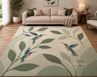 Hand getuftet Wolle Kolibri Teppich Botanischer Blumenbereich Teppich Handgemachtes Wohnzimmer Dekor Luxus