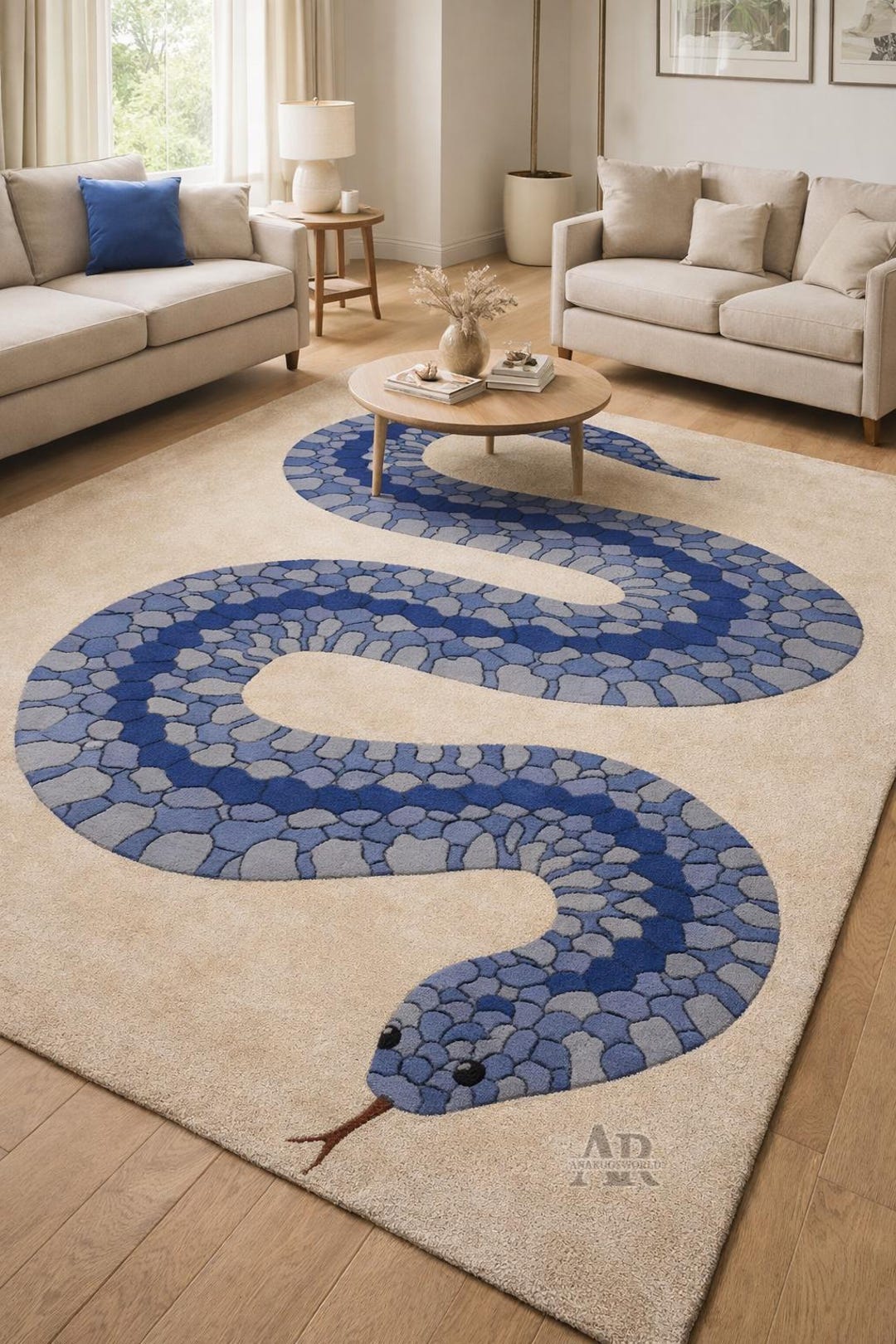 Hand Tufted Snake Rug Wool Modern Animal Pattern Living Room Area ...