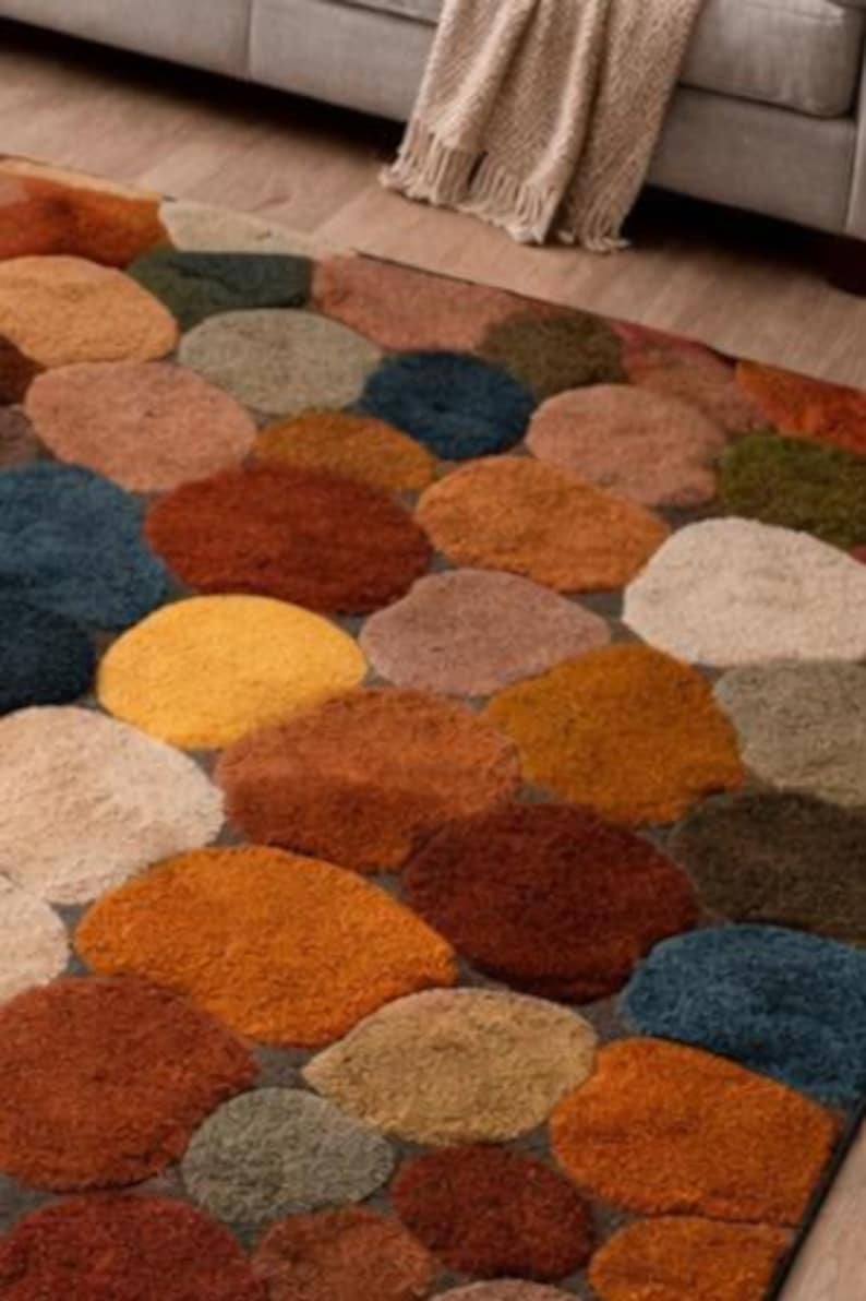 Hand Tufted Wool Area Rug Modern Abstract Colorful Living Room Carpet ...