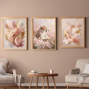 Cheetah animal print preppy wall art Trendy cheetah wall print Light pink cheetah wall art Aesthetic pink cheetah print Boho cheetah art