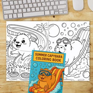 Capybara Coloring Book Kawaii Cute Capybara Coloring Comfy Day Digital Coloring PDF Cozy Coloring Page Aesthetic Coloring Cozy Cute Coloring