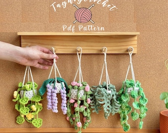 Car Hanging Plant Crochet Pattern PDF – Mini Plant Basket for Rearview Mirror, Easy Amigurumi Pattern, Cute Car Decor, Instant Download