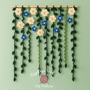 Hanging Garden Crochet Pattern | DIY Crochet Curtain, Crochet Flower Wall Hanging Pattern, Botanical Crochet Home Decor