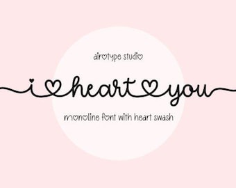 I Heart You Font, Script Font, Handwriting Font, Display Fonts|Digital Download|