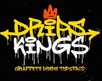 DripsKings graffiti Font, Display Font, Graffiti Font, Procreate Font, Cricut Fonts, Dripping Font, Fonts for Cricut, Decorative Font, Fonts