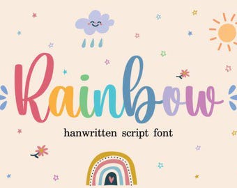 Rainbow Font, Script Font, Cricut Font, Handwritting Font, Wedding Invitation, Instant Download