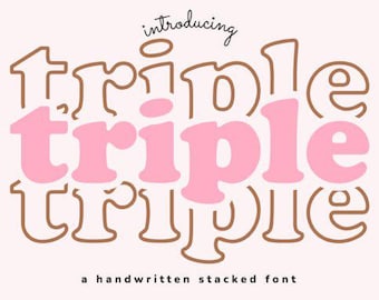 Triple Font, Display Font| Instant download|