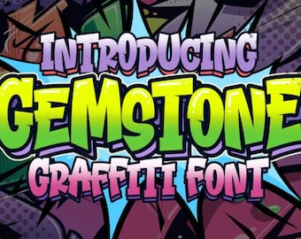 Gemstone Font, Graffiti Font| Instant Download|