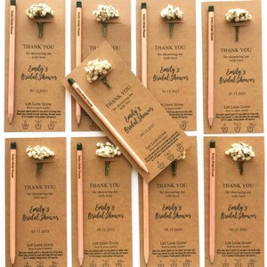 Cartes de remerciement et crayons en papier semences - Cadeaux de mariage personnalisés, cadeaux de remise des diplômes - Mariage respectueux de l'environnement, cadeau de fête - Let Love Grow