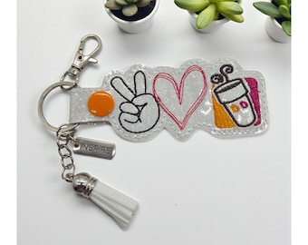 Handmade Dunkin Donuts Coffee Keychain, Iced Coffee Lover Bag Charm