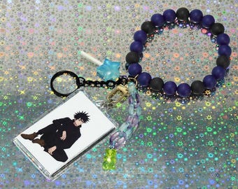 Llavero de muñeca con dijes y foto del anime Jujutsu Kaisen Megumi Fushiguro – Cuentas de silicona