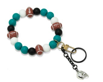 Llavero de equipo de fútbol, llavero de coche con dije de pulsera – Cuentas de silicona