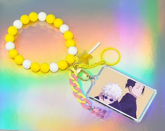 Llavero de muñeca de anime Gojo & Geto – Cuentas de silicona, dije para foto