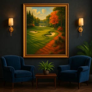 Vintage Golf Bilder, Golf Bilder, Golf & Natur Kunstwerke, Vintage Golf Kunst, Salbeigrüne Bilder, Golf Poster, Golf Kunstwerk, männliche Wandkunst