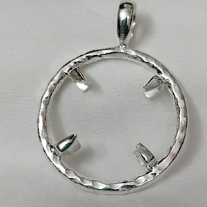 925 Solid Sterling Silver Blank Bezel Holder Hammered Coin Handmade Connector Blank Bezel trays pendant Nickel Free Bezel Coin Connector