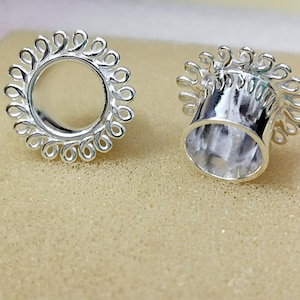1 pair 925 Sterling Silver Outside Hammered Plug Handmade hammered Silver Plug Tribal Plugs And Tunnels plugs Stretched Earlobes Gift Her
