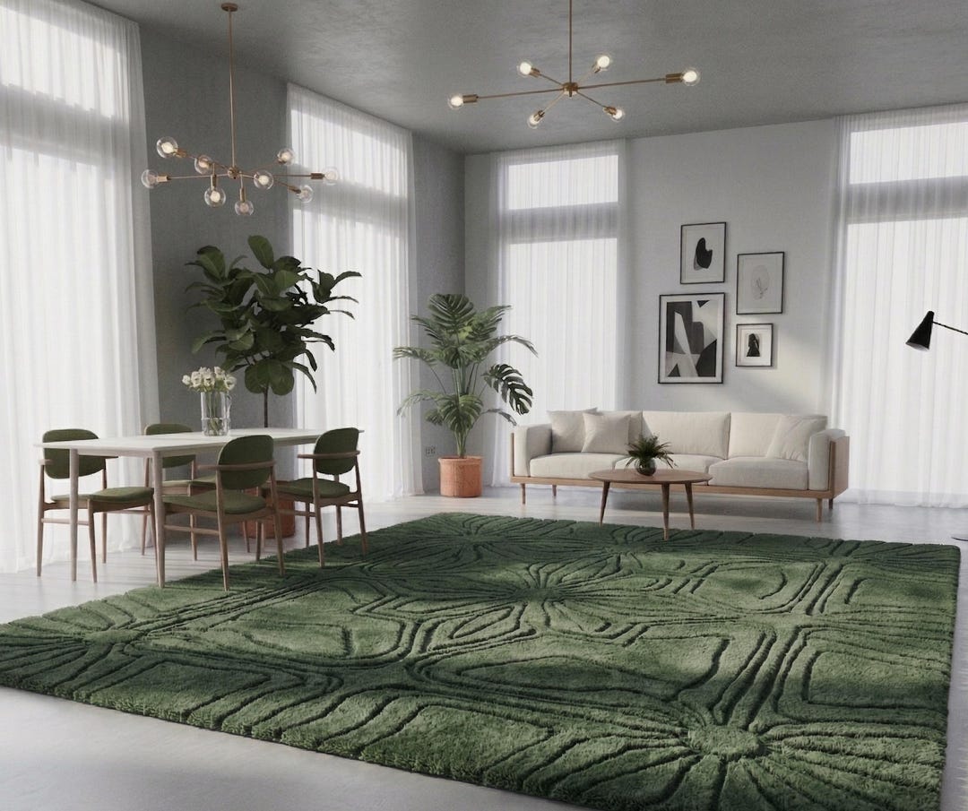 Handmade Wool Tufted Rug, Soft Plush Area Carpet, Custom Size, Modern ...