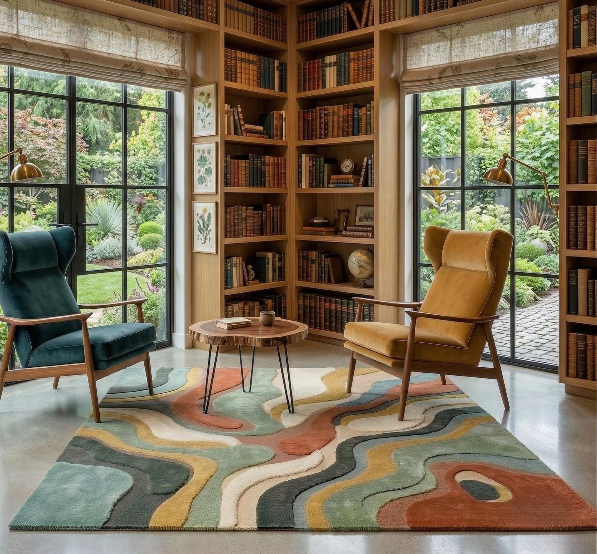 Handmade Abstract Wave 3D Tufted Rug | Mid-century Modern Topographic ...