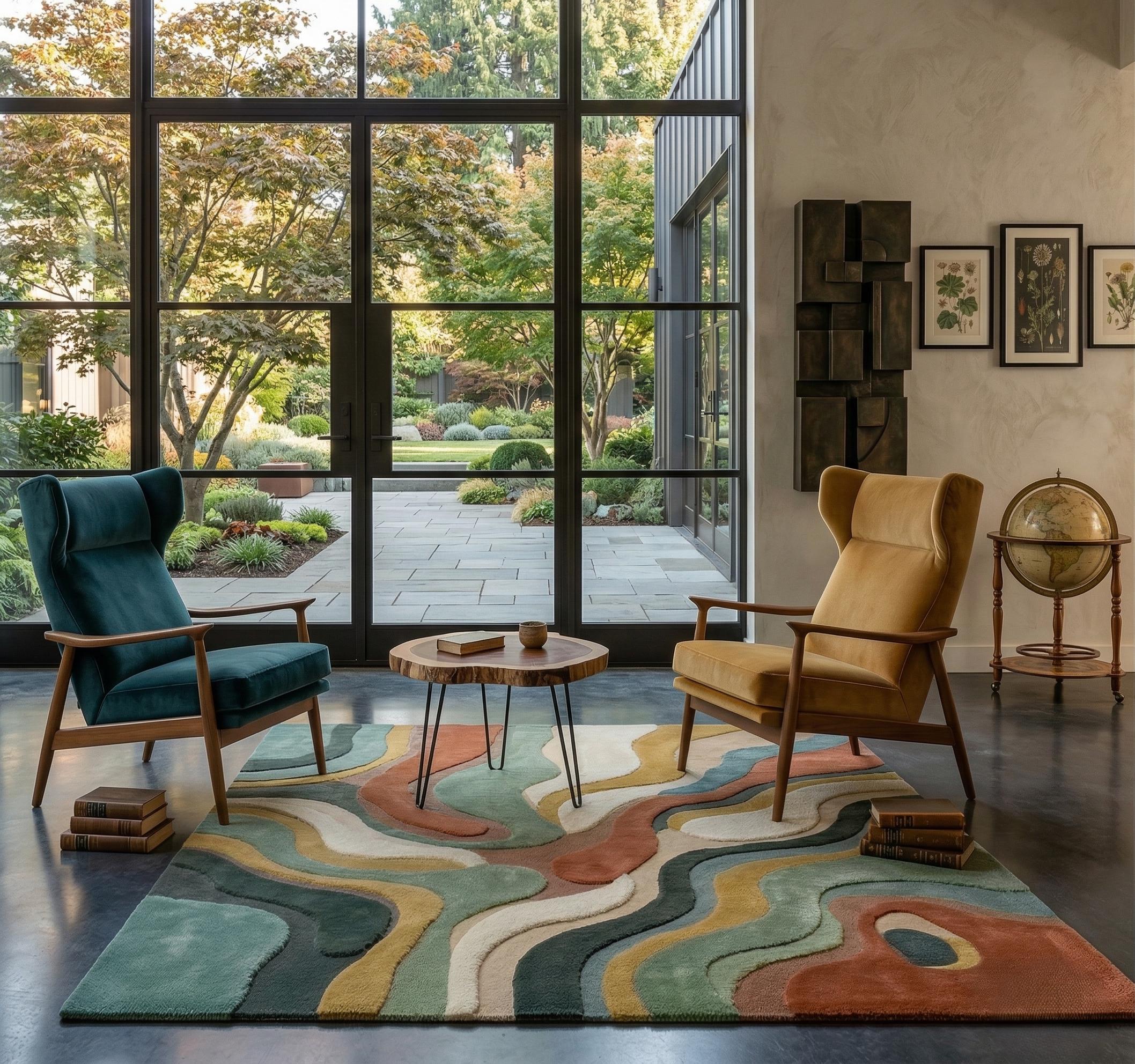Handmade Abstract Wave 3D Tufted Rug | Mid-century Modern Topographic ...