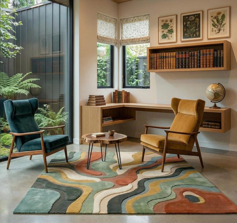 Handmade Abstract Wave 3D Tufted Rug | Mid-century Modern Topographic ...