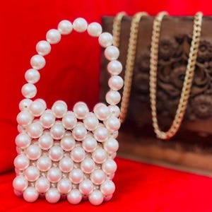 Mini Pearl Bag,Beaded Purse,Bridal Clutch,White Pearl Bag,Handmade Pearl Bag,Pearl Handbag,Bridal Bag,women pearl clutch,Mini beaded bag