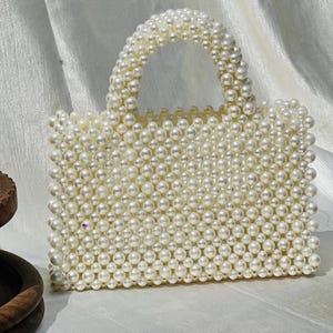Perlen Tasche, Perlen Geldbörse, Brauttasche, weiße Perlentasche, handgemachte Perle Tasche, Vintage Perlentasche, Perlenperlenhandtasche, Brauttasche, Hochzeitstasche