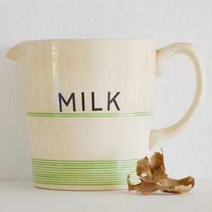 Vintage 1950s Kleen Kitchen Ware Milk Jug, Green and White Stripes, Vintage Kitchen Decor, Vintage Jug, Country Kitchen, Farmhouse kitchen