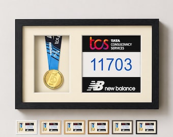 Cadre de présentation des médailles du marathon | Boîte souvenir récompense sportive | Médaillé de course à pied | Cadeau athlète
