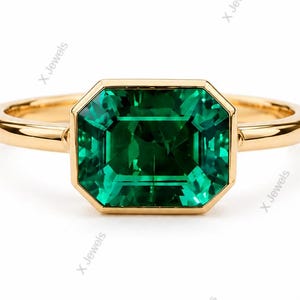 Anel solitário de esmeralda em prata de lei 925, anel de noivado, pedra de nascimento, joia de aniversário de casamento, presente para ela.