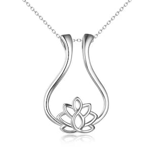 Sterling Silver Lotus Flower Pendant Necklace Yoga Jewelry Gift for Her, Minimalist Sacred Lotus Charm Necklace for Women Anniversary Gift