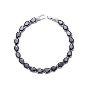 Pear Cut Black Onyx Tennis Bracelet: Sterling Silver Wedding Jewelry