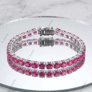 Pulsera de tenis con rubíes en plata de ley 925, pulseras de joyería con diseño infinito, regalos personalizados para mamá.
