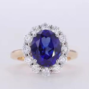 Oval Cut Blue Sapphire Halo Engagement Ring Unique Style Wedding Ring 925 Sterling Silver Blue Sapphire Bridal Ring For Women Solitaire Ring