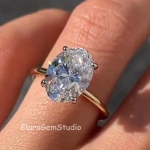 3 CT Oval Cut Moissanite Engagement Ring, 18K Solid Gold, Hidden Halo Ring, Wedding Ring, Unique Ring, Anniversary Gift for Wife