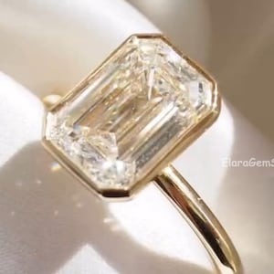 4 CT fancy bezelinstelling langwerpige smaragdgroene moissanite verlovingsring ring emerald solitaire ring smaragdgroene trouwring cadeau voor moeder