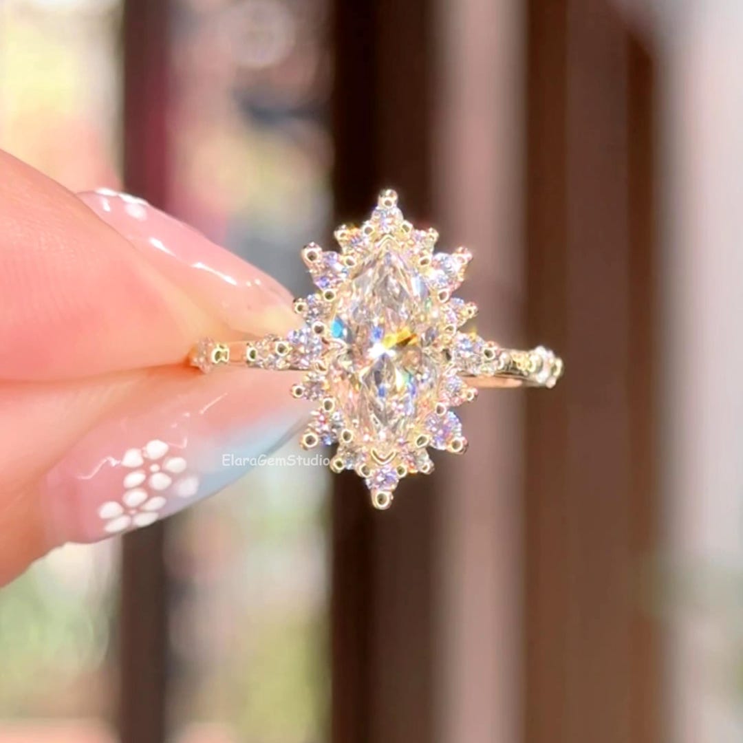 3 CT Oval Cut Moissanite Engagement Ring, 18K Solid Gold, Full Hidden ...