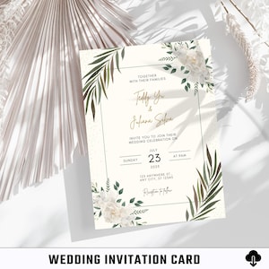 Biglietto d'invito per matrimonio / Biglietto digitale / Biglietto stampabile / Biglietto modificabile / Invito per festa / Modello Canva / Celebrazione / Biglietto minimalista