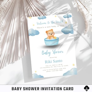 Biglietto d'invito per baby shower / Biglietto digitale / Biglietto stampabile / Biglietto modificabile / Invito per festa / Modello Canva / Celebrazione / Biglietto minimalista