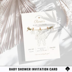 Biglietto d'invito per baby shower / Biglietto digitale / Biglietto stampabile / Biglietto modificabile / Invito per festa / Modello Canva / Celebrazione / Biglietto minimalista
