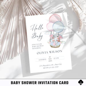 Biglietto d'invito per baby shower / Biglietto digitale / Biglietto stampabile / Biglietto modificabile / Invito per festa / Modello Canva / Celebrazione / Biglietto minimalista