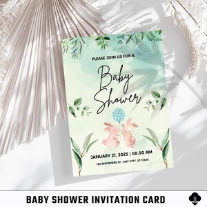 Biglietto d'invito per baby shower / Biglietto digitale / Biglietto stampabile / Biglietto modificabile / Invito per festa / Modello Canva / Celebrazione / Biglietto minimalista