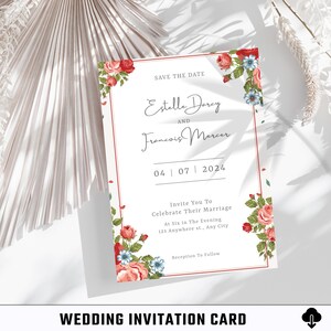 Biglietto d'invito per matrimonio / Biglietto digitale / Biglietto stampabile / Biglietto modificabile / Invito per festa / Modello Canva / Celebrazione / Biglietto minimalista