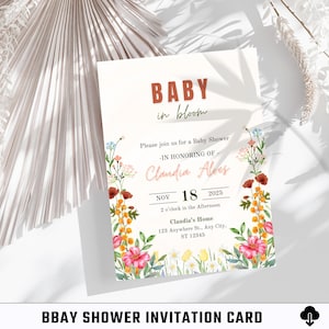 Biglietto d'invito per baby shower / Biglietto digitale / Biglietto stampabile / Biglietto modificabile / Invito per festa / Modello Canva / Celebrazione / Biglietto minimalista