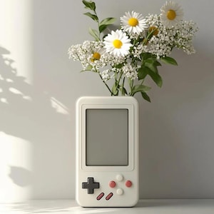 Retro Gameboy Vase – 3D Printed Planter, Minimalist Geek Decor