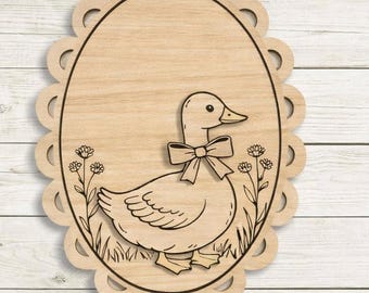 Personalized Wooden Name Tag – Bunny & Duck Design – Custom Kids Door Hanger