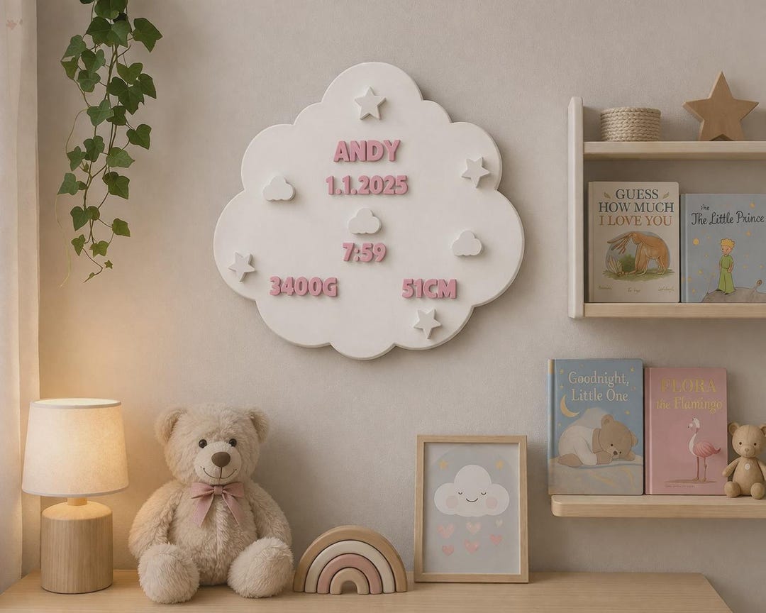 Personalized Baby Birth Stats Wall Plaque – Custom Name Nursery Decor ...