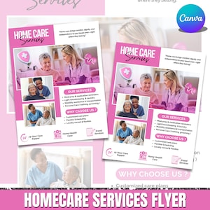 Häusliche Pflegedienste, Senioren- und Altenpflege, Gesundheitsfürsorge, Pflege-Flyer, Körperpflege-Flyer, Social-Media-Flyer, Canva bearbeitbar