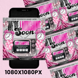 New Website Flyer, Coming Soon Social Media Makeup Hair Lash Tech Nails Braids Template, Business Launching Site Flyer, DIY in Canva